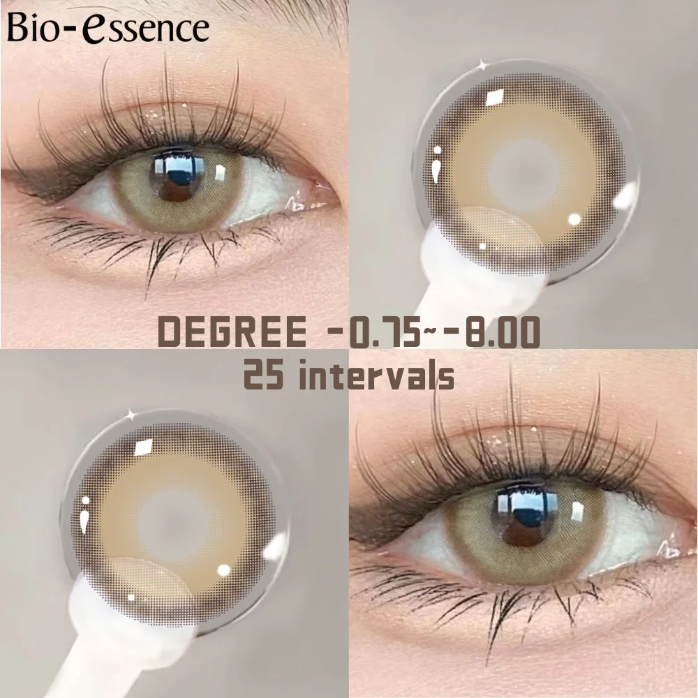 Bio-essence 1 Pair Korean Lenses Colored Contact Lenses with Degree Myopia Lenses High Quality Lenses 25 Degree Intervals