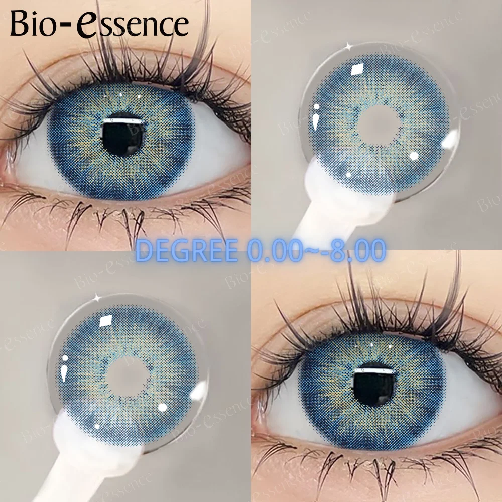 Bio-essence 1 Pair Korean Lenses Colored Contact Lenses with Prescription Blue Myopia Lenses High Quality Lenses Free Shipping