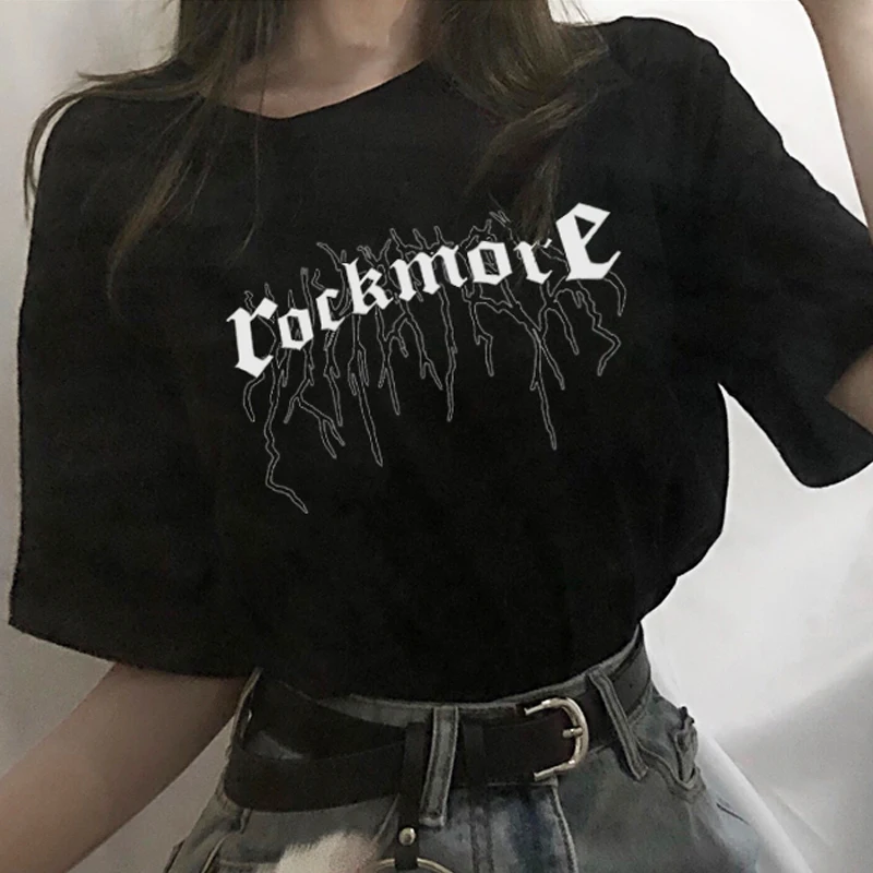 Vintage Women’s Tshirt Oversize Cool Unisex Short Sleeve T Shirt Letter Print Summer Punk Gothic Female T-shirt Streetwear Tops
